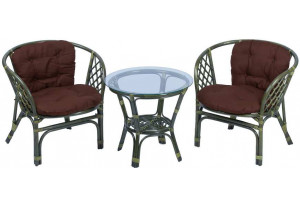 Багама дуэт из ротанга в оливе (подушки коричневые)