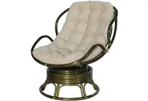 Вращающееся кресло из ротанга Папасан Челси в цвете олива