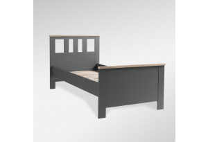 2.08.04.050.15 САГА кровать одинарная 90х200 серая/ясень