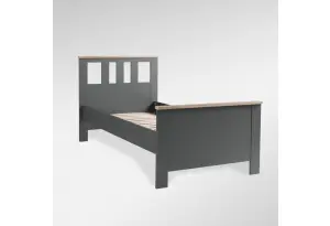 2.08.04.050.15 САГА кровать одинарная 90х200 серая/ясень