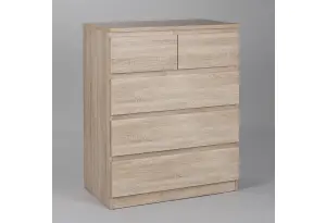 Комод МАЛЬТА высокий с пятью выдвижными ящиками, цвет Дуб Сонома