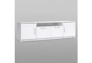 Тумба СИРИУС под телевизор напольня широкая с двумя ящиками, цвет белый