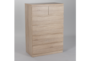 Комод МАЛЬТА высокий с шестью выдвижными ящиками, цвет Дуб Сонома