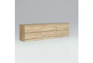 Тумба КАСТОР длинная с шестью ящиками, цвет Дуб Сонома