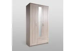 Шкаф СИРИУС трёхдверный с одним выдвижным ящиком и зеркалом, цвет Дуб Сонома