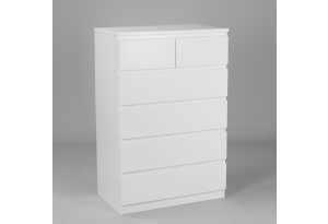 Комод МАЛЬТА высокий с шестью выдвижными ящиками, цвет белый