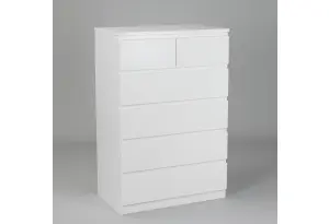 Комод МАЛЬТА высокий с шестью выдвижными ящиками, цвет белый