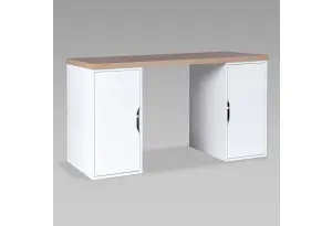 S01576 ИНГАР 2/ДВ/ДВ стол письменный 140x75x55, дуб беленый/белый