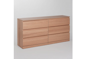 Комод Варма 6Д большой с шестью выдвижными ящиками, цвет дуб белёный