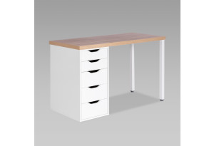 Стол письменный Ингар 1/5Т 120x75x55, дуб беленый/белый