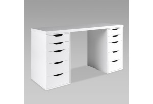 Стол письменный Ингар белый, 140x75, с двумя тумбами