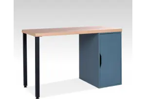 S01521 ИНГАР 1/ДВ/T стол письменный 120x75x55, дуб беленый/серо-бирюзовый/черный