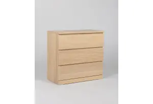 Комод Варма 3 с тремя выдвижными ящиками, цвет дуб белёный