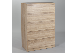 Комод МАЛЬТА высокий с пятью одинаковыми выдвижными ящиками, цвет Дуб Сонома