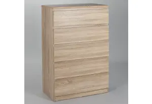 Комод МАЛЬТА высокий с пятью одинаковыми выдвижными ящиками, цвет Дуб Сонома