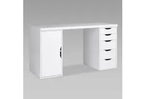 S01590 ИНГАР 2/5/ДВ стол письменный 140x75x55, белый