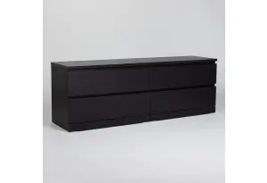 Комод Варма 4Д низкий с четырьмя выдвижными ящиками, цвет ясень черный
