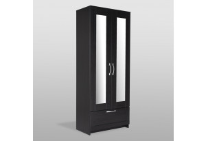 Шкаф СИРИУС двухдверный с одним выдвижным ящикам и двумя зеркалами, цвет Дуб Венге