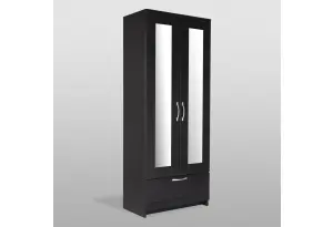 Шкаф СИРИУС двухдверный с одним выдвижным ящикам и двумя зеркалами, цвет Дуб Венге