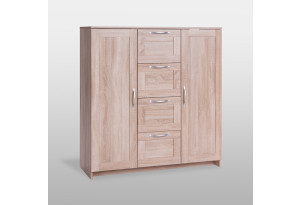Тумба СИРИУС двухдверная с четырьмя ящиками, цвет Дуб Сонома