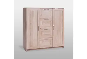 Тумба СИРИУС двухдверная с четырьмя ящиками, цвет Дуб Сонома