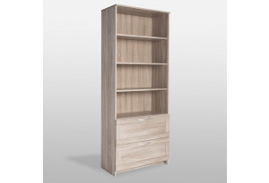 Стеллаж СИРИУС широкий, с двумя ящиками и четырьмя полками, цвет Дуб Сонома