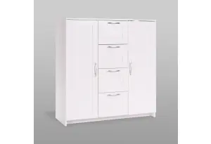 Тумба СИРИУС двухдверная с четырьмя ящиками, цвет белый