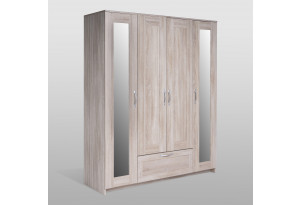 Шкаф комбинированный Сириус 4 двери, 1 ящик, 2 зеркала, дуб сонома