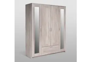 Шкаф комбинированный Сириус 4 двери, 1 ящик, 2 зеркала, дуб сонома