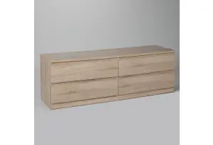 Комод МАЛЬТА низкий с четырьмя выдвижными ящиками, цвет Дуб Сонома