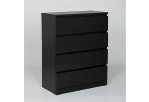 Комод Варма 4 с четырьмя выдвижными ящиками, цвет ясень черный