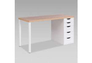 Стол письменный Ингар 2/5Т 140x75x55, дуб беленый/белый