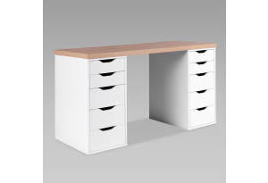 Стол письменный Ингар 2/55 140x75x55, дуб беленый/белый