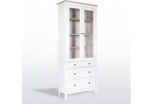 2.08.07.130.14 САГА шкаф с витриной 90 белый/ясень RU