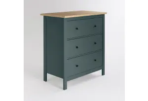 2.08.02.020.16 САГА комод 3 ящика темно-бирюзовый/ясень