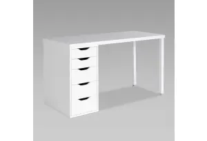 Стол письменный Ингар белый, 140x75, с одной тумбой
