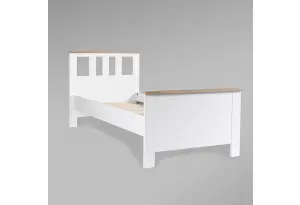 2.08.04.050.14 САГА кровать одинарная 90х200 белая/ясень