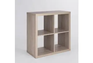 Стеллаж Фора 4, квадратной формы с четырьмя открытыми ячейками, тамбурат, цвет дуб беленый