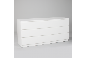 Комод МАЛЬТА длинный с шестью выдвижными ящиками, цвет белый