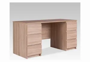 Стол КАСТОР письменный двухтумбовый с шестью ящиками, цвет Дуб Сонома