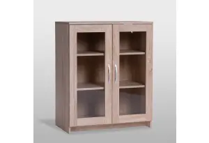 Тумба СИРИУС двухдверная с двумя стеклянными дверьми, цвет Дуб Сонома