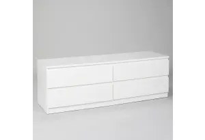 Комод МАЛЬТА низкий с четырьмя выдвижными ящиками, цвет белый