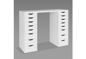 Стол письменный Ингар белый, 140x75, с двумя высокими тумбами