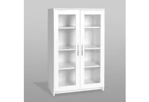 Тумба СИРИУС с двумя стеклянными дверьми, цвет белый