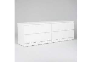 Комод Варма 4Д низкий с четырьмя выдвижными ящиками, цвет белый