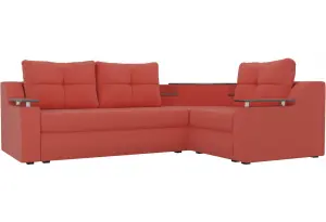 Угловой диван Тесей Коралловый (Микровельвет)