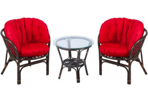 Багама Дуэт с красными подушками (стол круглый)