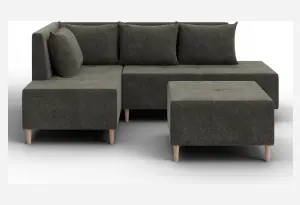 Диван угловой модульный с пуфом Лига-126 угол левый LAIM 10 темно-коричневый (Велюр)