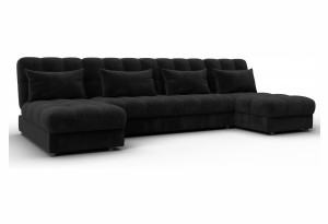Диван П-образный Лига-116 НПБ SEVEN 35 черный (Велюр)