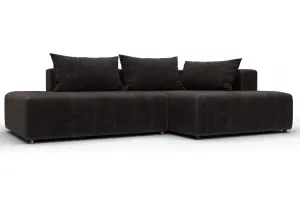 Диван угловой Лига-103 НПБ угол правый BRUT 17 коричневый (Велюр)